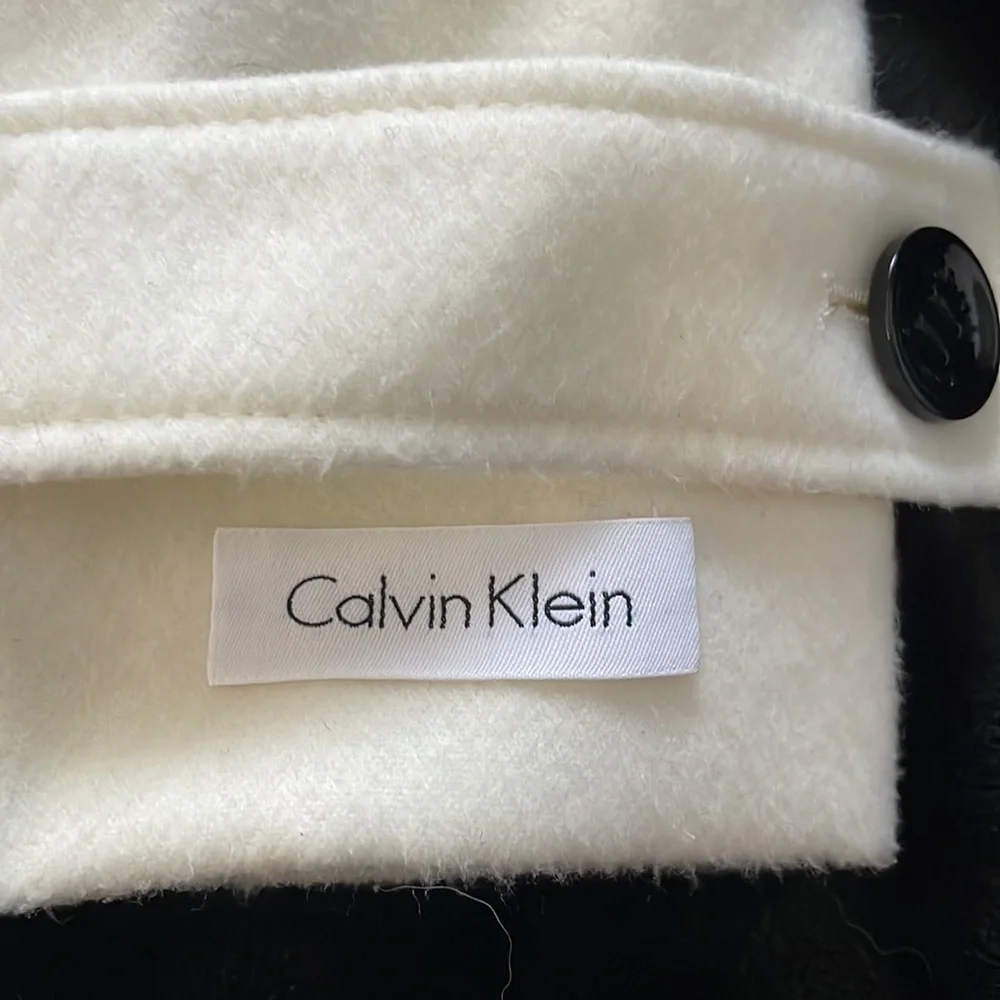 *Sold* Calvin Klein White Pea Coat - Picture 5 of 9